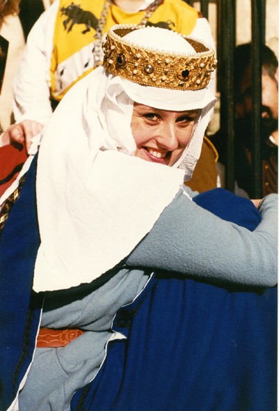 Medieval Crown worn with a wimple and veil