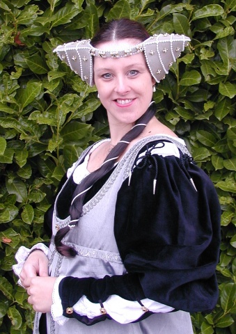 Silver Cornet Headdress, covered in semi-transparent Real Gold Silk and encrusted in Jewels and Pearls Silver Cornet Headdress, covered in semi-transparent Real Gold Silk and encrusted in Jewels and Pearls