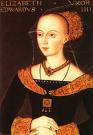 Image of Elizabeth Woodville wearing the headdress this copy based on