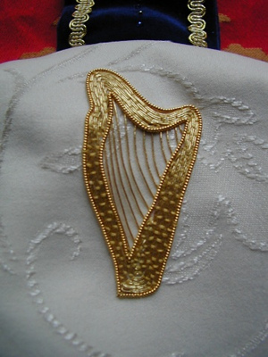 Detail of Hand Embroidered Harp