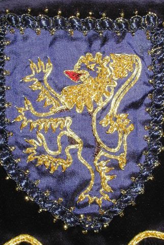 Detail of Hand Embroidered Goldwork Lion
