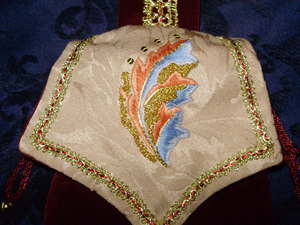 Detail of Silkwork and Goldwork on Anacanthus Leaf