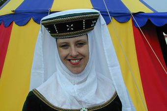 Green Velvet Torque with Linen Wimple and Veil