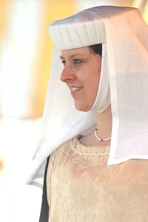 Fully Authentic Hand Sewn Linen Pleated Torque, with Hand Sewn Linen Veil