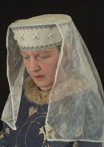 Cream linen torque with jewels and pearls