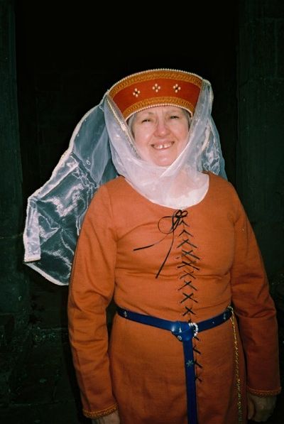 Rust linen torque with veil