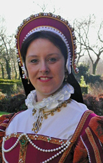 A Rose Pink Silk and White Raw Silk French Hood, Trimmed with Jewels and Pearls, with a Black Velvet Veil A Rose Pink Silk and White Raw Silk French Hood, Trimmed with Jewels and Pearls, with a Black Velvet Veil
